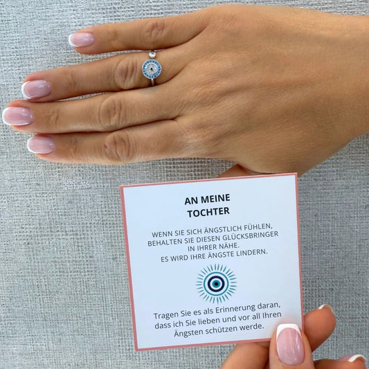Für meine Tochter – Verstellbarer Glücksbringer-Ring „Schützendes Auge“