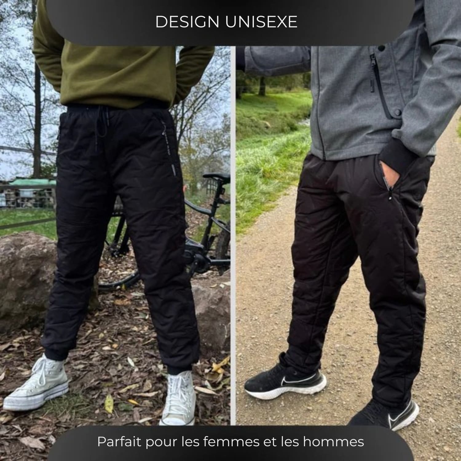 Pantalons thermiques doublés pour femmes et hommes